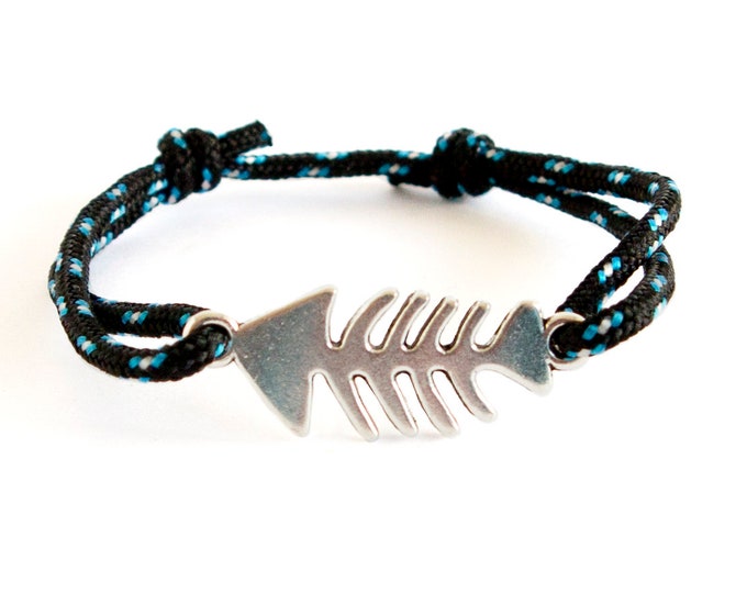Fishbone Bracelet Jewelry, Fishbone Cuff Bracelet, Mens Fishbone Braid Bracelet. 2 mm