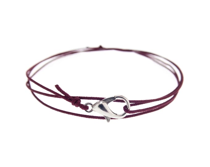 Yoga Bracelet Wrap. Girl & Men's Handmade Double Wrap Around Bracelet. Thin Strand Cord Cuff with Clasp. Couple Gift. Large Bracelet. 0.8 mm