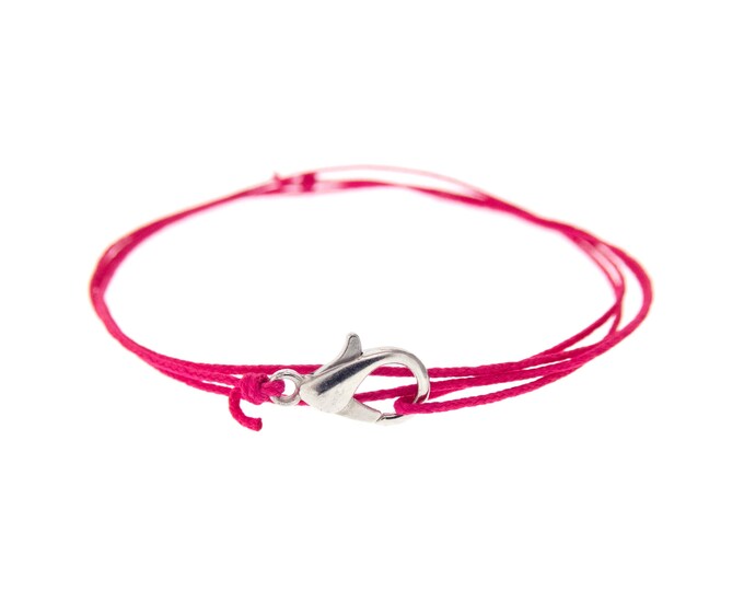Wrap Bracelet for Women, Men. Double Wrap Around Bracelet. Nylon String Triple Wrapped Bracelet. Thin Pink Thread Strand. Yoga Style. 0.8 mm