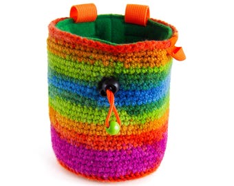 Climbing Bag. Chalk Bag. Rock Climbing and Bouldering. Rainbow Chalk Bag. Handmade Chalk Bag, Climbing Pouch, Chalkbag, L Size