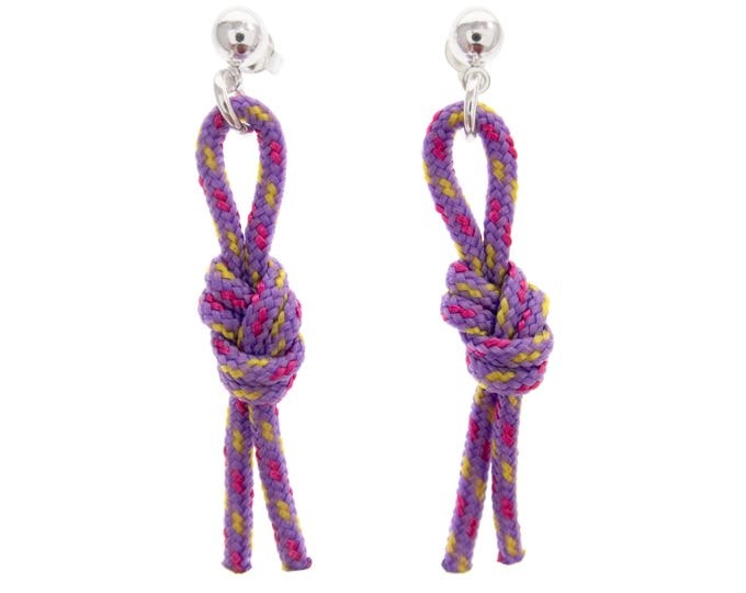 Rope Knot Jewelry Statement Dangle Earrings. Rock Climber Gift. Climbing Rope Earrings Stud Long. Women Colorful Infinity Knot Posts. Big
