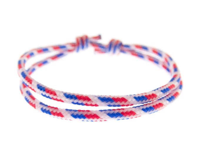 Nautical Friendship Bracelet. Sailing Cord Bracelet. Adjustable Marine String Jewelry with Slide Knots. Rope Bangle Long Distance Gift. 2 mm