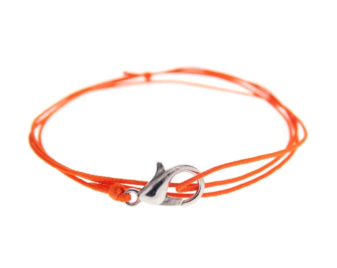 Sliding Knot String Bracelet, Rope Friendship Bracelet with Closure. Orange Cord Adjustable Bracelet with Slip Knot. Mens Anklet Gift 0.8mm