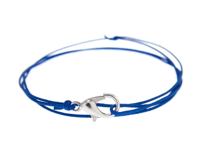 Adjustable Anklet Bracelet. Friendship Cord Good Luck Bracelet. Beach Blue String Ankle Bracelet for Ladies or Men, for Hand or Leg. 0.8mm