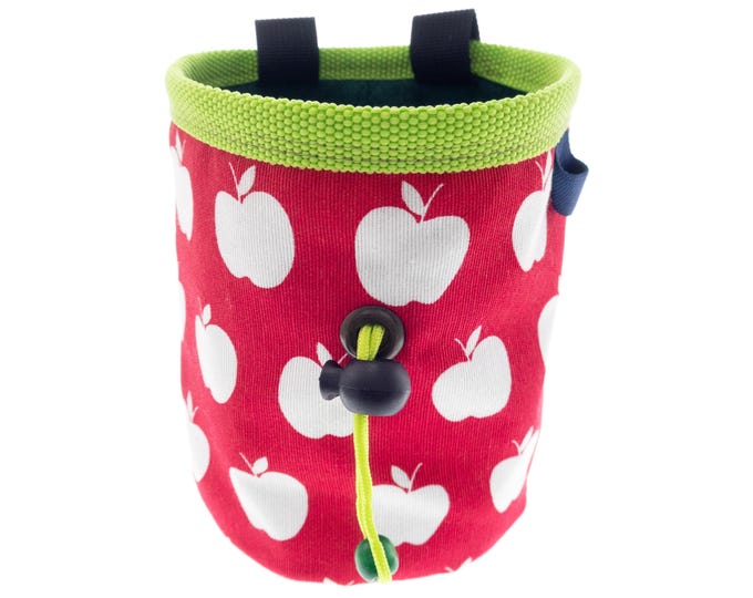 Chalk Bucket, Climbing Bouldering Chalk Bag, Boulder Chalk Pot Bucket Bag with Apples. M Size