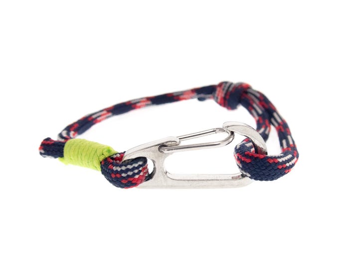 Unisex Rope Bracelet Blue for Guys, Women. Couples Hiking Jewelry. Survival Bracelet with Carabiner Anchor Clasp. Friendship Friend Gift