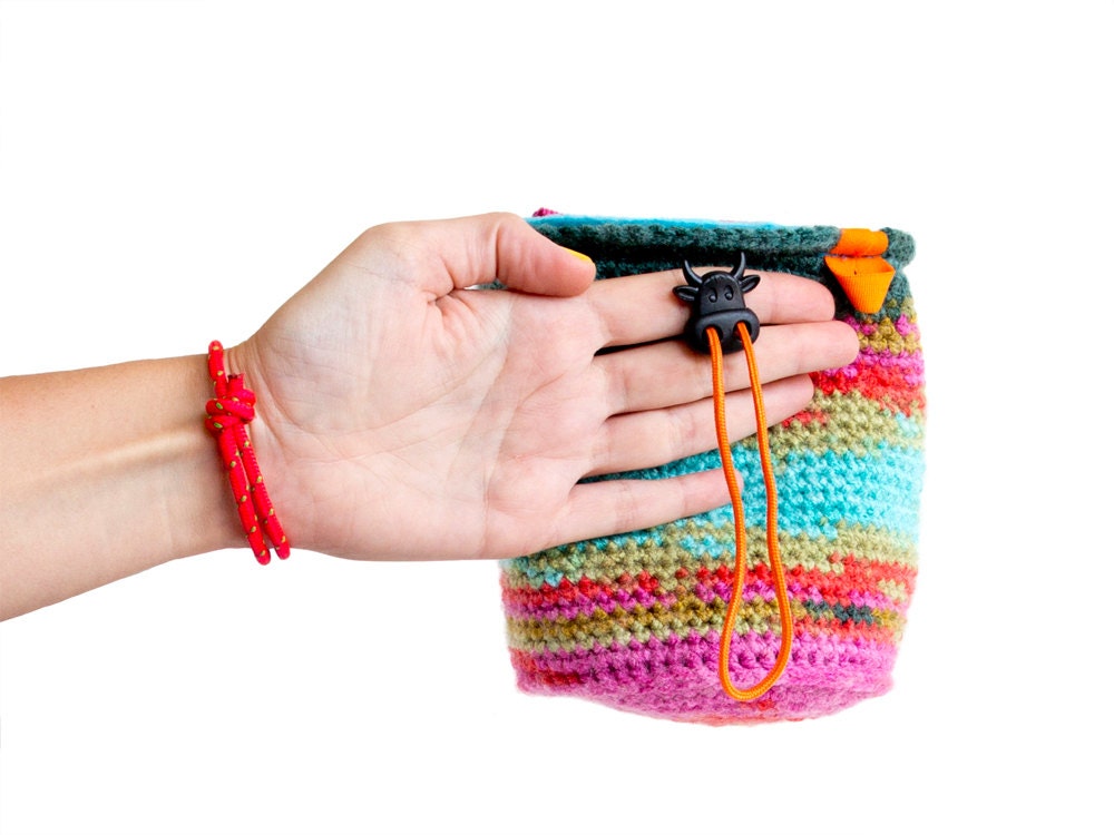Rock Climbing Bag. Crochet Chalk Bag Gifts for Climbers. Bouldering Bag M Size