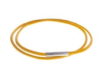 Leather Bracelet for Women or Men, Ladies Wrap Cuff, Female or Male Designer Wristband, Yellow. Unisex