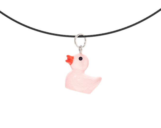 Pink Rubber Duck Necklace Pendant. Cute Duckie Jewelry for Women. Funny Mini Rubber Duck Necklace: Explain to the Duck, Programmers Gift