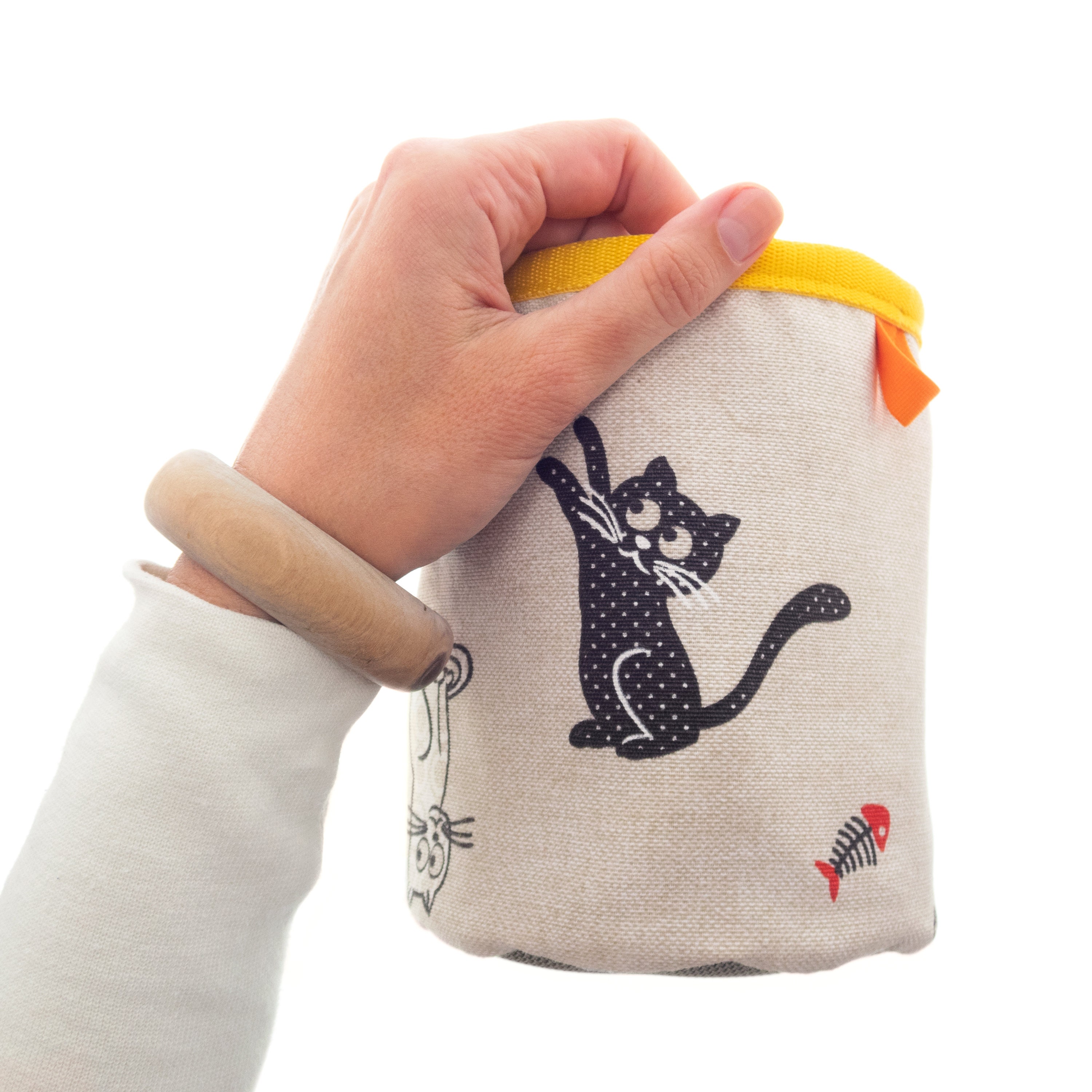 Magnesium Bag Climbing, Klettern Chalk Bag Cat and Yellow Design