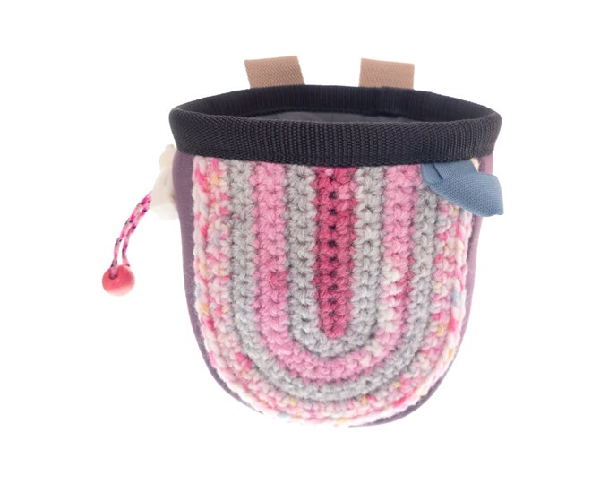 Kids Chalk Bag Cute Little Girl. Small Pink Rock Climbing Chalk Bag. Good Mini Chalk Purse of Neoprene. For Bouldering Children. S Size