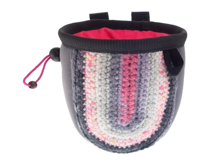 Climbing Chalk Pouch for Rock Climbing Attach Harness. Cute Crochet Chalk Bag with Drawstring. Outdoor Bouldering, Expensive, Nerdy. M Size