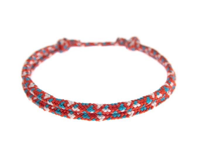 Surf Safe Bracelet Adjustable. Mens Girls Red String Surfer Armband. Boho Beach Surfing Cord Jewelry, Surf Bangles. Wrap Thread Style. 2 mm