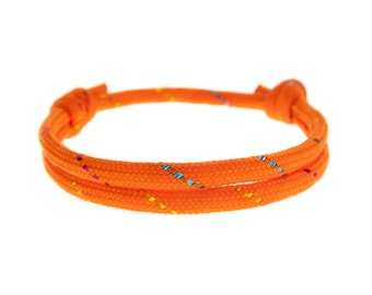 Sliding Knot Friendship Bracelet. Adjustable Slip Knot String Bracelet. Orange Paracord Cord Bracelet for Men, Women, Unisex. 4 mm