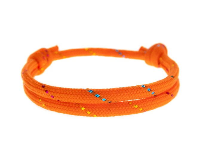 Sliding Knot Friendship Bracelet. Adjustable Slip Knot String Bracelet. Orange Paracord Cord Bracelet for Men, Women, Unisex. 4 mm