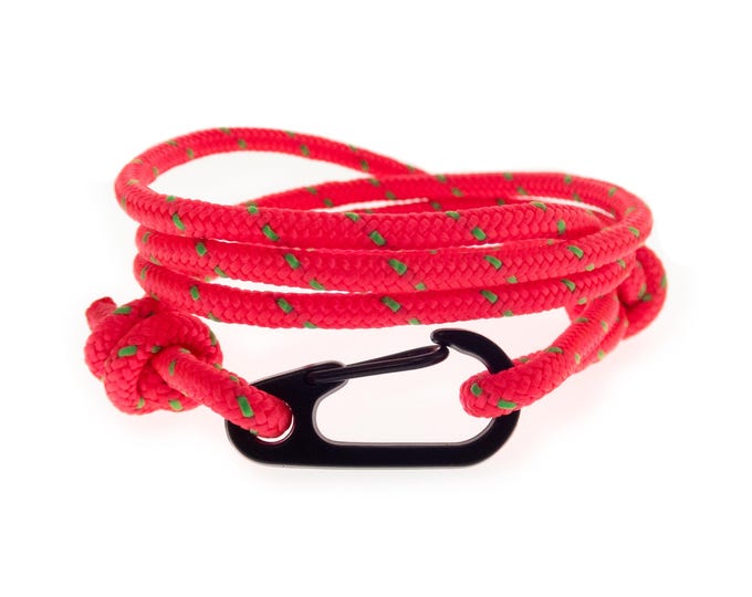 Bracelet for Bestfriend. Friendship Hot Pink Bracelet. Best Friend Birthday Gift. Pink Bracelet with Carabiner Lock. Wrap Thread Rope. 3 mm
