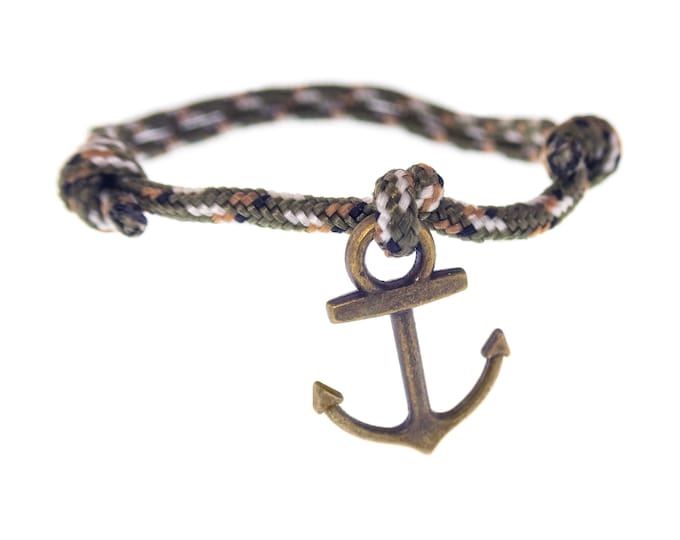 Mens Bracelet Anchor, Male Nautical Adjustable Rope Bracelet for Guys, Bracelet Couple. 2mm