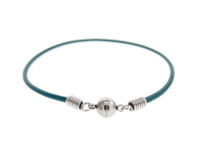 Wrap Around Bracelet with Magnetic Clasp. Thin Leather Jewelry Turquoise. Mens Bracelet with Magnetic Closure. Cuff Bracelets for Men, Women