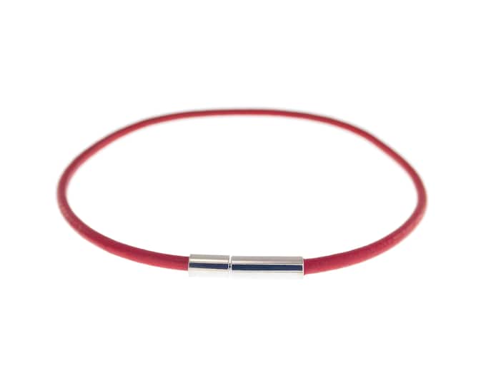 Mens Bracelet Leather, Father Son Red Cord Hand Cuff, Wrap String Wristband