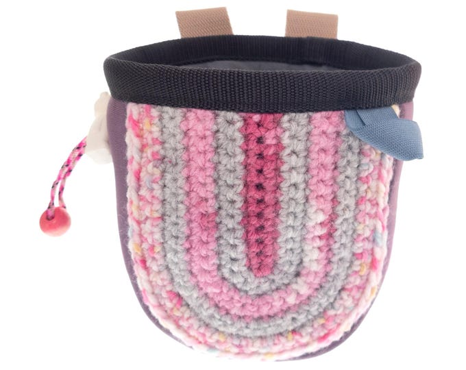 Kids Chalk Bag Cute Little Girl. Small Pink Rock Climbing Chalk Bag. Good Mini Chalk Purse of Neoprene. For Bouldering Children. S Size