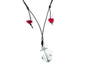 Mens Anchor Necklace, Womens Silver Nautical Pendant, Friendship Small Navy Charm Necklace