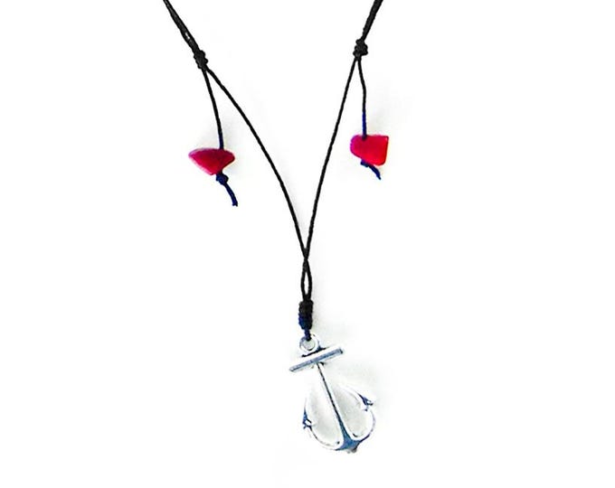Mens Anchor Necklace, Womens Silver Nautical Pendant, Friendship Small Navy Charm Necklace