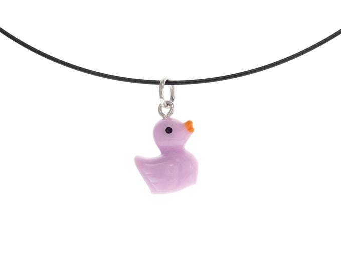 Happy Lucky Necklace Anime for Mom. Animal Jewelry with Rubber Duck Pendant for Luck. Good "Go Lucky" Drop Charm Necklace. Programmer Gift