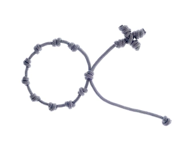 Rosary Bracelet String Knotted Rope, Mens Wrist Catholic Prayer Adjustable Paracord Decenario. 2 mm