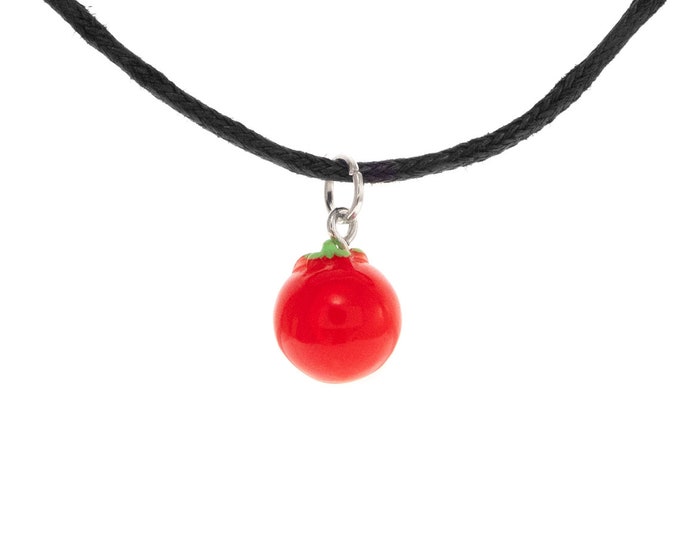 Vegetarian Necklace Jewelry. Tomato Necklace Pendant. Vegan Statement Tomato Themed Necklace with Charm. Veggie Trend Style for Woman, Mom