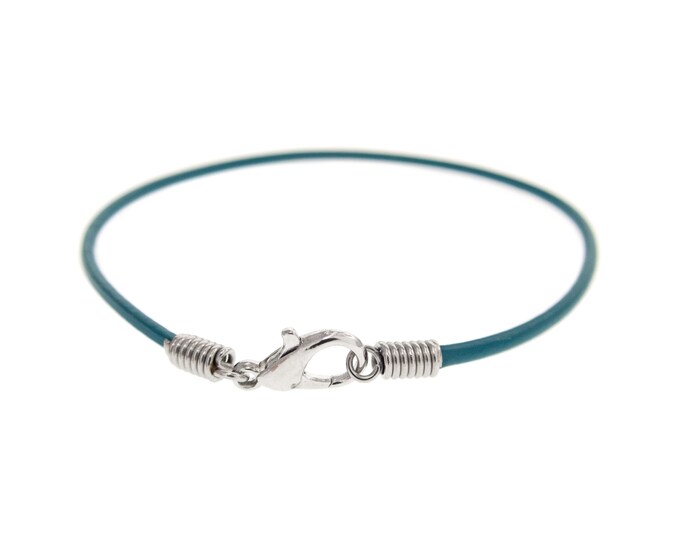 Turquoise Leather Cuff Bracelet. Thin Cord Bracelet with Clasp. Mens Wrap Jewelry for Ladies, Men. Round Rope String Genuine Leather Buckle