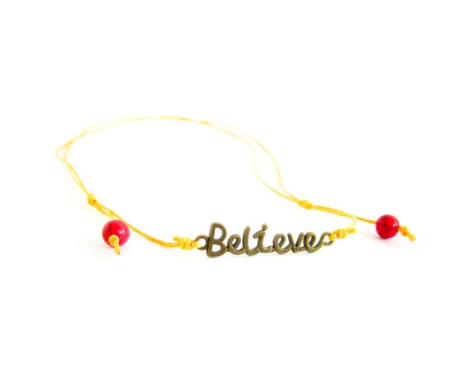 Believe Necklace, Believe Jewelry, Believe Yourself Handmade Gift Bar Necklace Pendant, Adjustable. For Him And Her