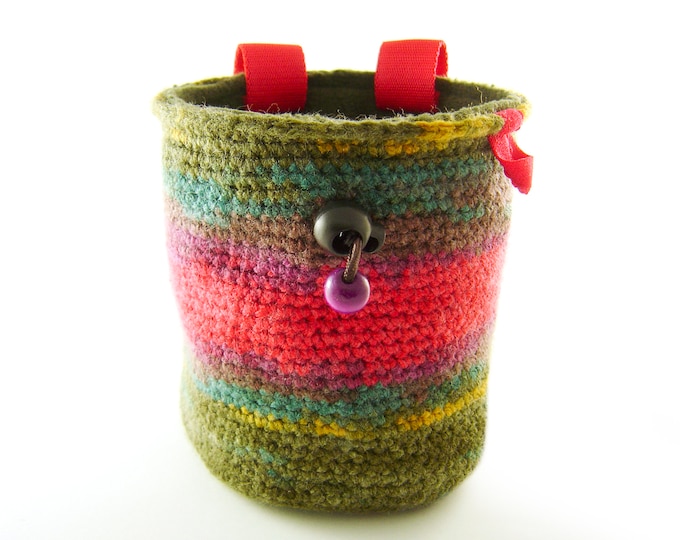 Unique Handmade Chalk Bag. Rock Climbing Gear Handmade Chalkbag Funky Colorful, M Size