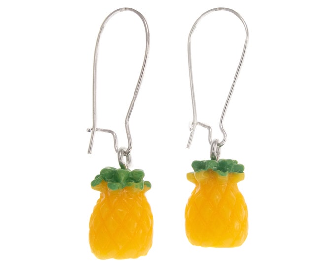 Pineapple Statement Earrings Colorful. Yellow Acrylic Dangle Drop Summer Jewelry. Womens Cute Pineapple Themed Earrings for Girls. Hawaiian