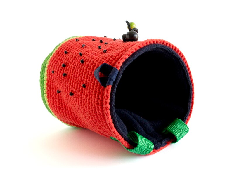 Chalk Bag Watermelon. Fruit Chalkbag Handmade. Crochet Rock Climbing Unique Chalk Bag. Climbing