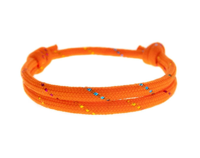 Sliding Knot Friendship Bracelet. Adjustable Slip Knot String Bracelet. Orange Paracord Cord Bracelet for Men, Women, Unisex. 4mm
