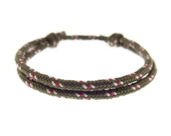 Easy Adjustable Sliding Knot Bracelet. Simple Single Slip Knot Cord. Green Bracelets with Double String Friendship Jewelry Gift. 2 mm