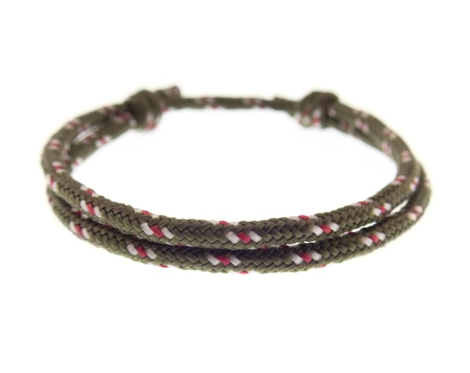Easy Adjustable Sliding Knot Bracelet. Simple Single Slip Knot Cord. Green Bracelets with Double String Friendship Jewelry Gift. 2 mm