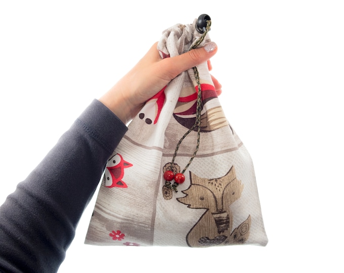 Canvas Bag, Grocery Market Shopping Reusable Pouch, Mens Travel Eco Drawstring Gift Bag. H31/W22 cm