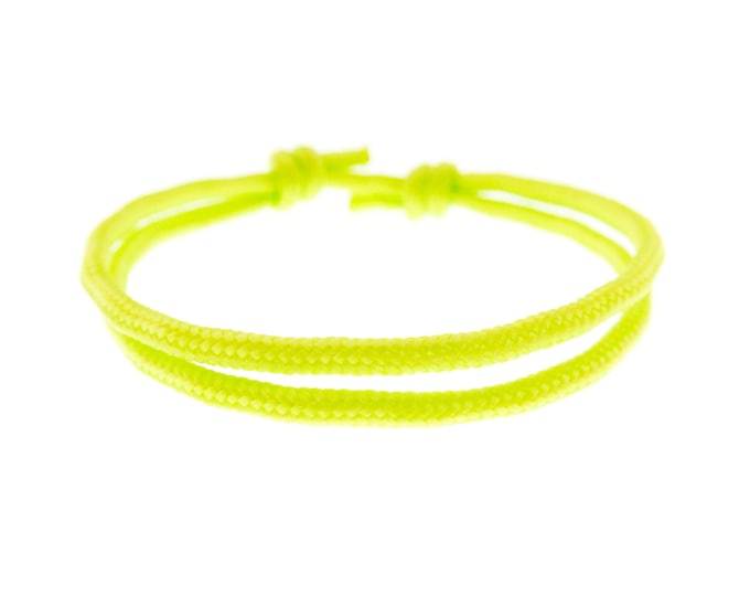 90s Neon Friendship Bracelet Adjustable. Green Neon String Bracelet with Sliding Knot Rope. Cord Bracelet Cuff for Guy Girl Women Men. 2 mm
