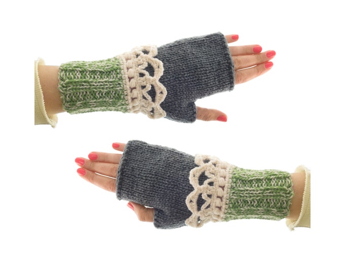 Gloves & Mittens, Ladies Winter Fingerless Mitts, Women's Warm Crochet Novelty Mittens for Adults