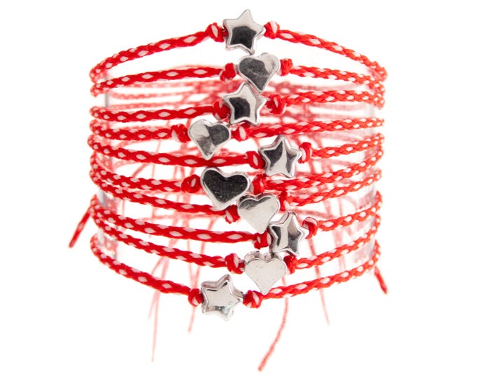 10 Simple Thin Bracelets. Chevron Thread Charm Bracelets. Handmade Red and White Friendship Martenitsa Bulgaria, Greece. March Martisor TODO