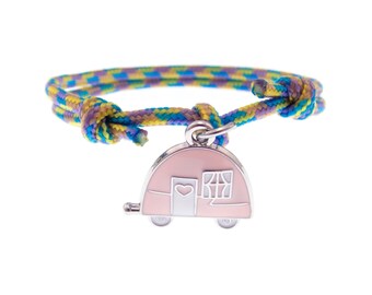 Camping Bracelet, Camping Rope Bracelet, Camping Survival Bracelet, Nylon Cord Knots Camper Van Charm Love Travel Theme Matching. 2 mm
