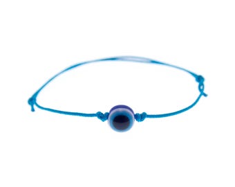 Minimal Bracelet Mens, Minimal Friendship Bracelet, Sumple Thin Jewelry Bracelet With Knots. Mens Cuff Of Thread Rope with Evil Eye. 0.8 mm