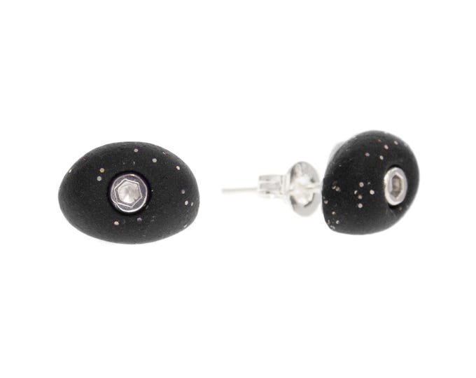 Sports Themed Earrings. Rock Climbing Stud Earrings Glitter Black Jewelry. Earrings Studs Small Climb Holds. Sport Gift for Alpine Climber
