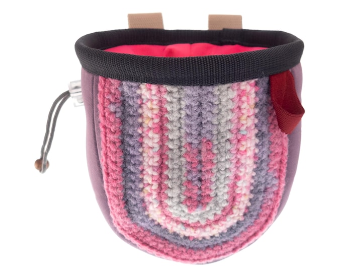 Chalk Bag for Climbing and Bouldering. Cool Rock Climbing Pouch, Cute Design Climbing Gear for Gym. Pink Neoprene Handmade. M Size