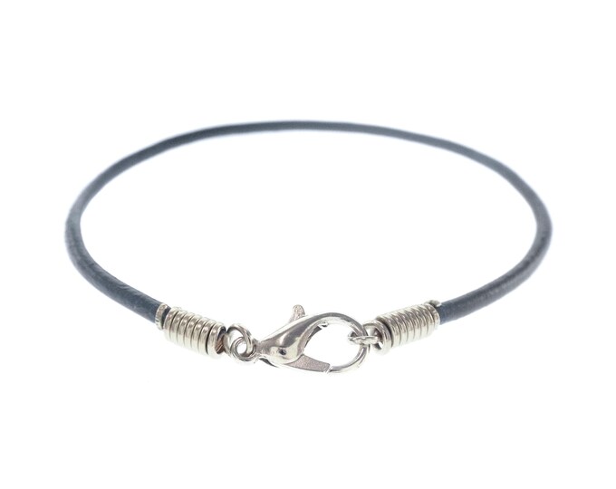 Pure Leather Bracelet Mens Genuine Leather Bracelet. Thin Round Cord Jewelry for Women, Ladies, Men. Large Natural Leather Cuff. Minimalist