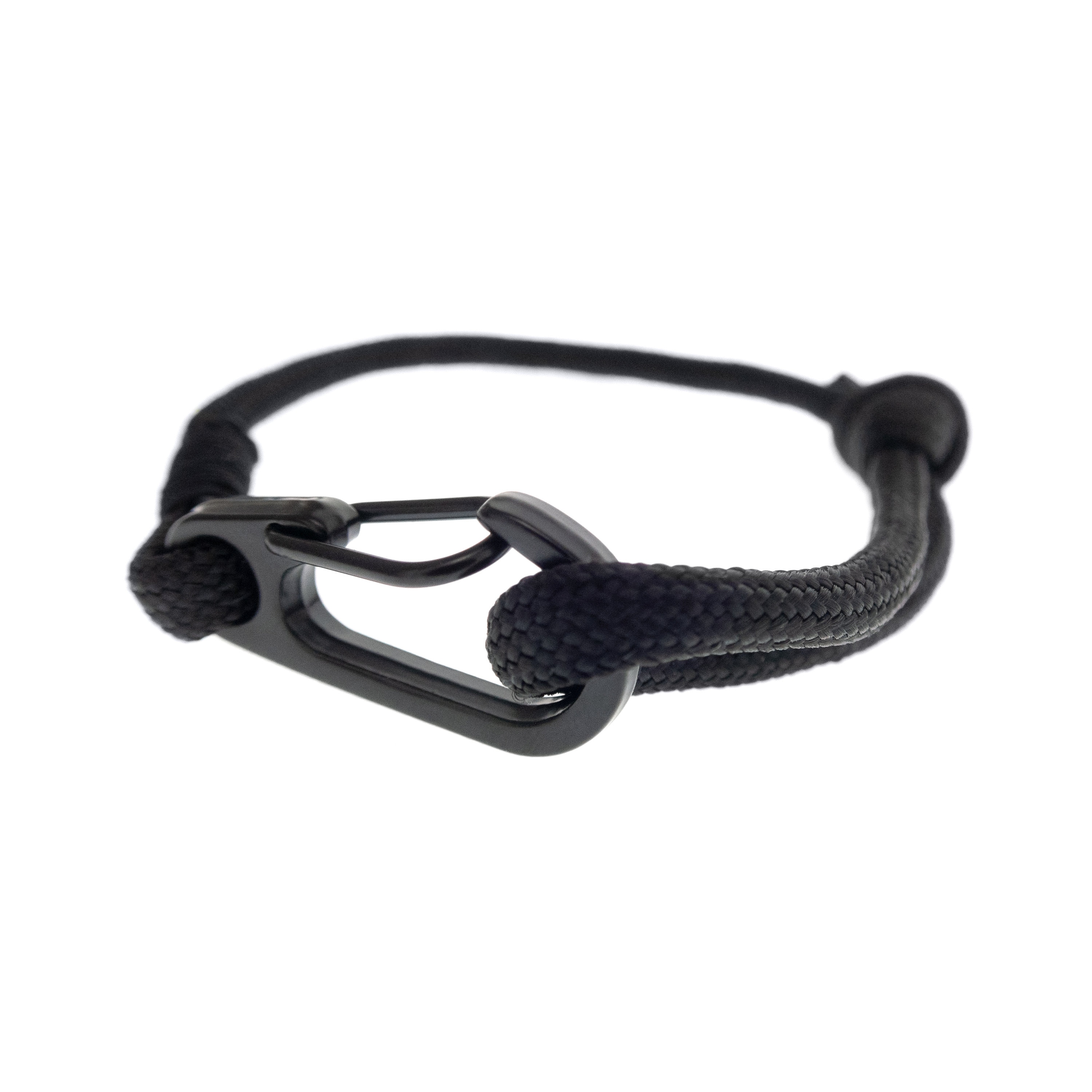 Climbing Bracelet Carabiner Clip. Adjustable Paracord Bracelet with Biner Clasp  Buckle. Black Carabiner Lock Hook Mens Bracelet of Rope. 4mm