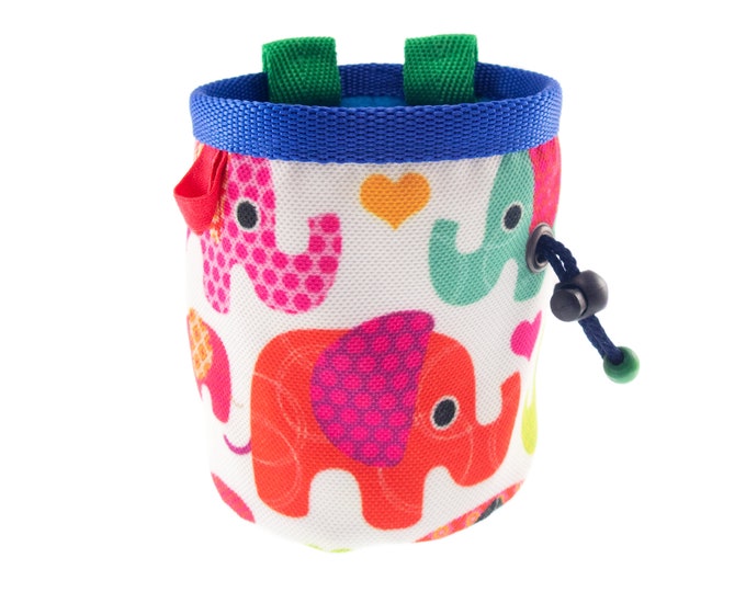 Kids Cute Chalk Bag, Ultralight Cool Fun Animal Elephants Kids Rock Climbing Pouch. S Size