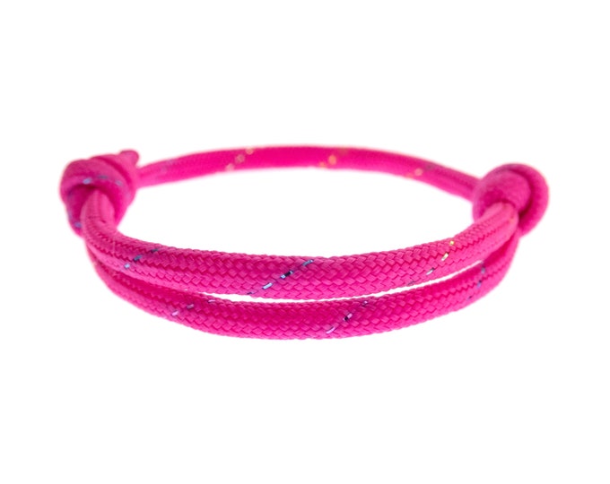 Adjustable Friendship Bracelet with Knot. Pink String Bracelet with Sliding Knot. Braided Cord Slip Knot Rope Anklet Bracelet Paracord. 4mm