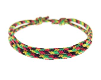 Bracelet Reggae. Men's / Women's Friendship String Bracelet. Adjustable Rope Rasta Jewelry. Handmade Jamaican Style. Girl, Boy, Love. 2mm